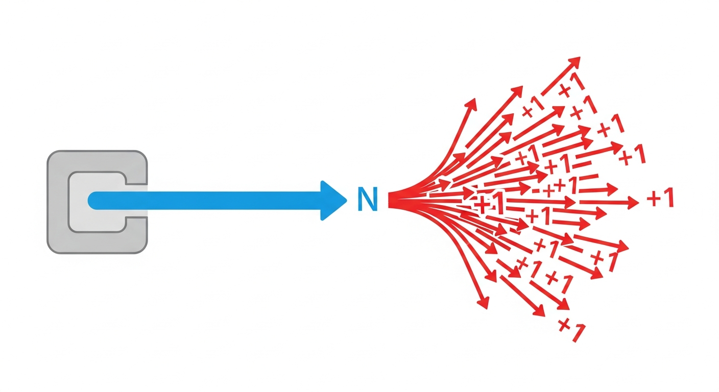 مخطط يوضح مشكلة N+1: استعلام رئيسي واحد يتبعه العديد من الاستعلامات (N) داخل حلقة تكرار.