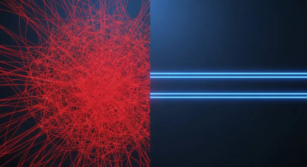 مقارنة بصرية بين مشكلة N+1 (استعلامات متعددة) والتحميل المسبق (استعلامان فقط).